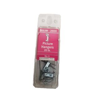 Pik A Nut 20 lb Picture Hangers 6 Pack Steel Hardware